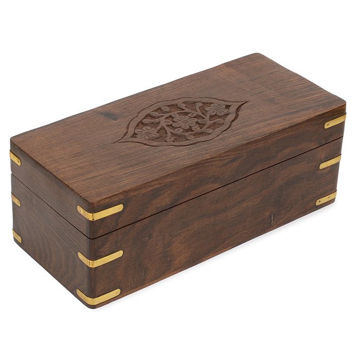 Rusticity Wood Tea Bag / Spice Storage Box with Lid and 9 pockets | Handmade | (9x6 in) N13