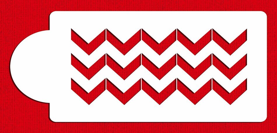 Designer Stencils C841 Wide Chevron Cake Stencil, Beige/Semi-Transparent