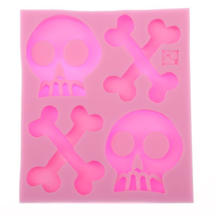 Punk Skeleton Skull Bone Silicone Cake Mould Baking Fondant Sugar Craft Halloween Wedding Birthday Party Home... N6