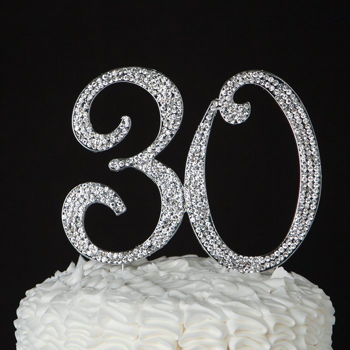 30 Cake Topper for 30th Birthday or Anniversary Gold Party Supplies & Decorations (Gold) N5