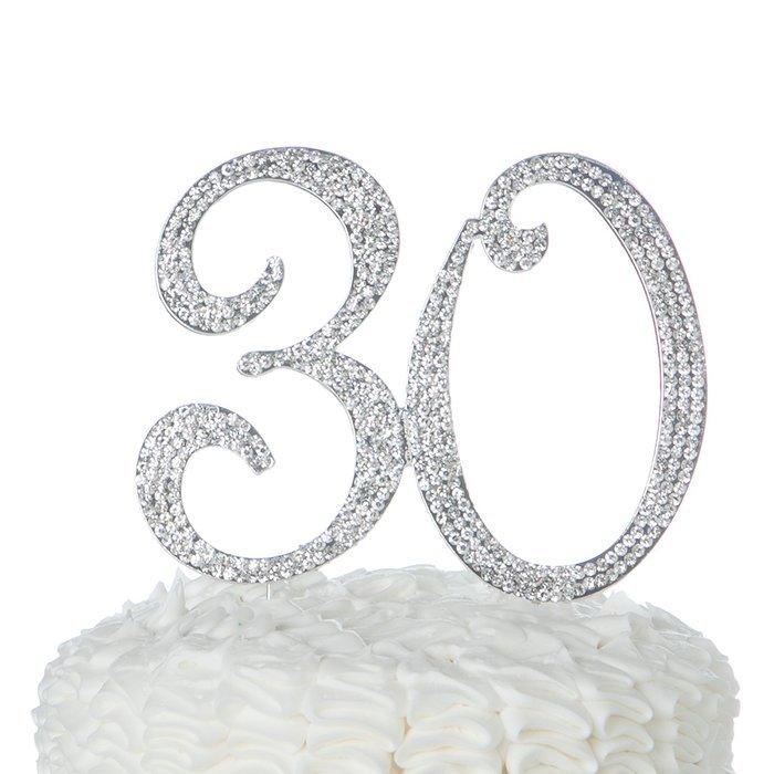 30 Cake Topper for 30th Birthday or Anniversary Gold Party Supplies & Decorations (Gold) N6