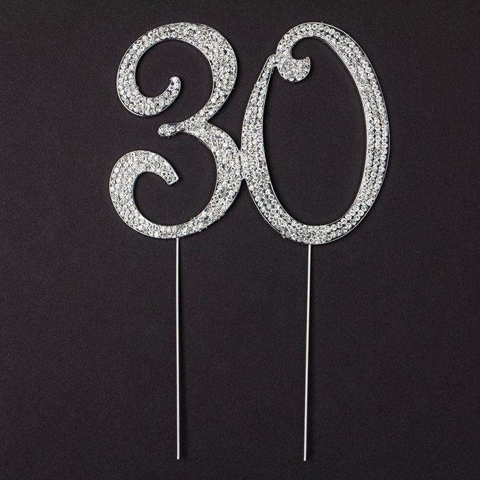 30 Cake Topper for 30th Birthday or Anniversary Gold Party Supplies & Decorations (Gold) N7