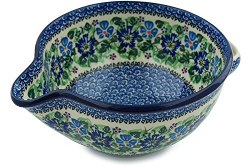 Polish Pottery Batter Bowl 9-inch Morning Glory Wreath UNIKAT N3