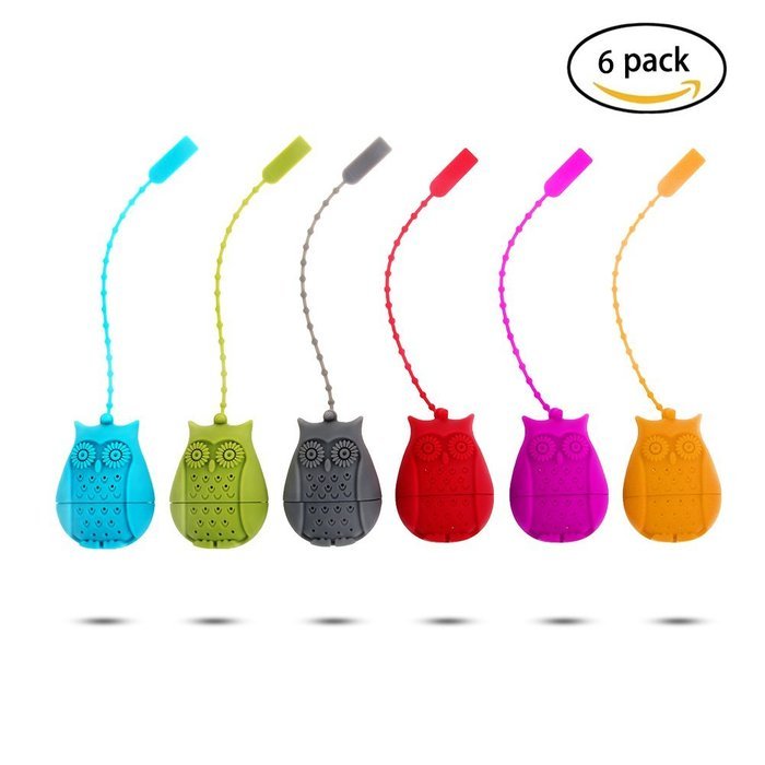 Owl Design Silicone Creative Tea Bag Reusable Tea Infuser Strainer Set Unique Cute Tea Set of 6PCS with Varying... N5
