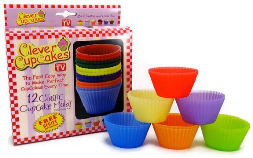 Clever Cupcakes Classic Cupcake Molds, Reusable Silicone - 2 Packs of 12 Molds N3