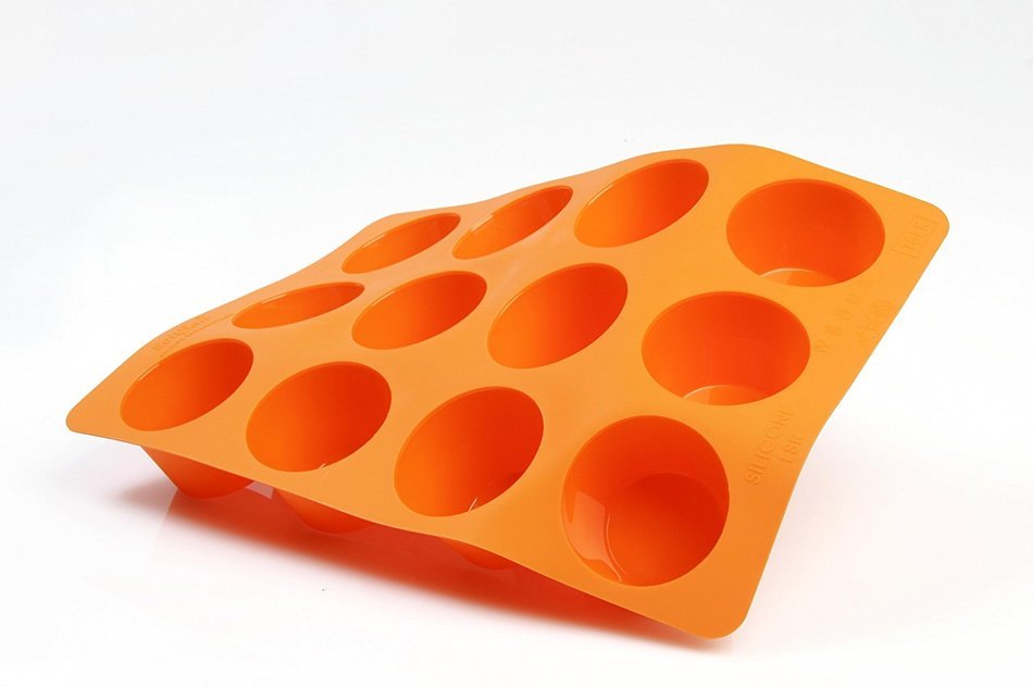 Silicone Muffin Pan 12-Cavity, Premium Quality - Unique Food Grade, Durable, Attractive By Qvob N4