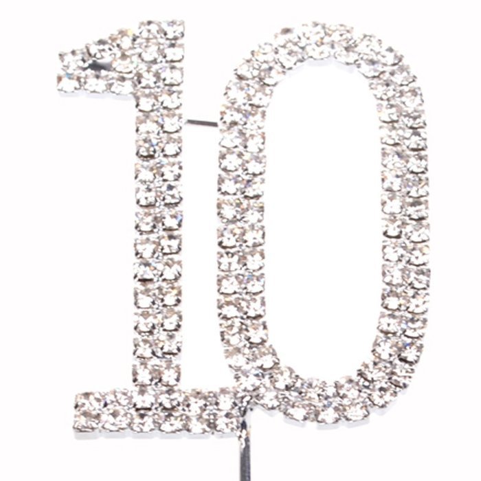 Cosmos &reg; Rhinestone Crystal Silver Number 70 Birthday 70th Anniversary Cake Topper N4