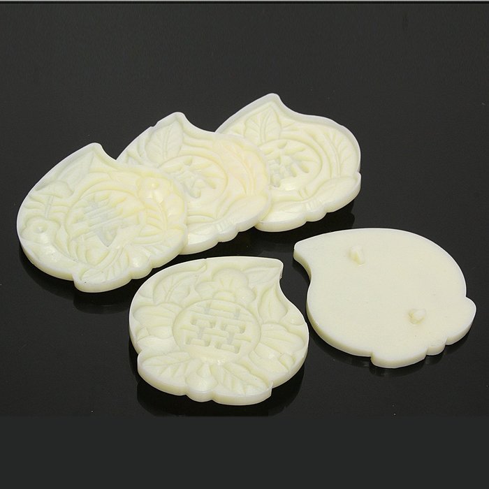 Jeteven Birthday Peach-shaped Moon Cake Mold Hand Pressure Mould with 5pcs Stamps Baking DIY Tool N6