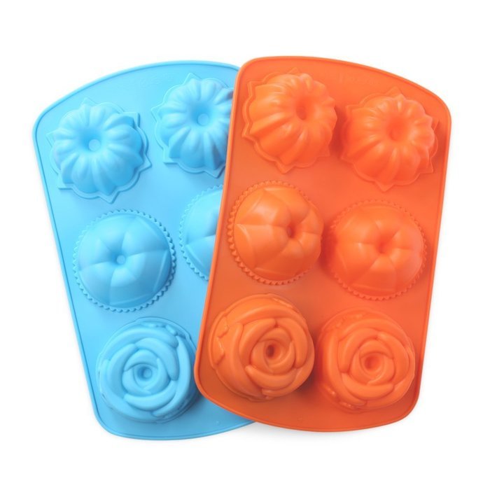 Cake Bread Molds, 2PCS YYP [6 Cavity Flower Shape Mold] Silicone Cake Bread Making Mold for Home Baking - Reusable... N10