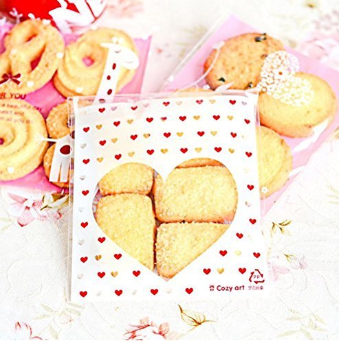 100 PCS Lovely Cute Bowknot OPP Self Adhesive Cookie Bakery Candy Biscuit Roasting Treat Gift DIY Plastic Bag... N19
