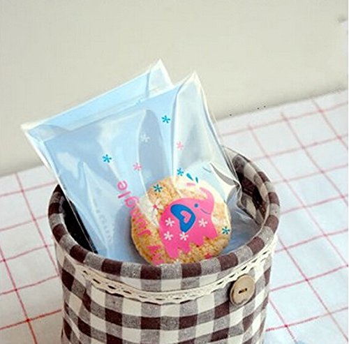 100 PCS Lovely Cute Bowknot OPP Self Adhesive Cookie Bakery Candy Biscuit Roasting Treat Gift DIY Plastic Bag... N24