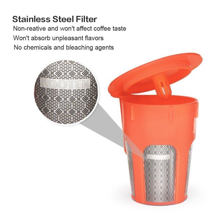 Kootek 2 Pack Stainless Steel Refillable Kcup Reusable Coffee Filter Rust Resistant K Carafe Cups for K-cup Keurig... N3