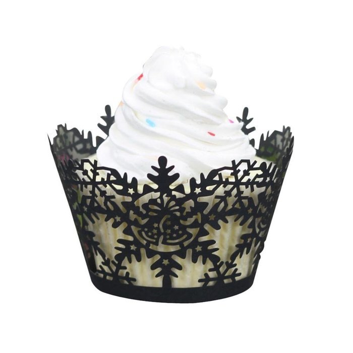Oksale 24Pcs Christmas Hollow Lace Cup Muffin Holder Cake Paper Case Wraps Cupcake Wrapper for Wedding Birthday... N28