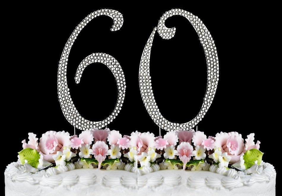 Rhinestone Cake Topper Number 60