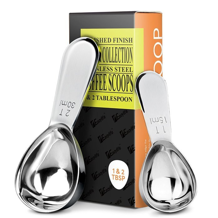 1Easylife Endurance 18/8 Stainless Steel Coffee Scoops Set, 2 Piece Ergonomic Measuring Spoons, 1 Tbsp & 2 Tbsp... N5