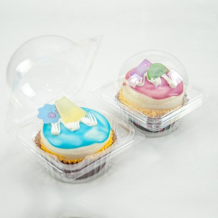 100 New Design Small Individual Serving Clear Hinged Cupcake Box N4