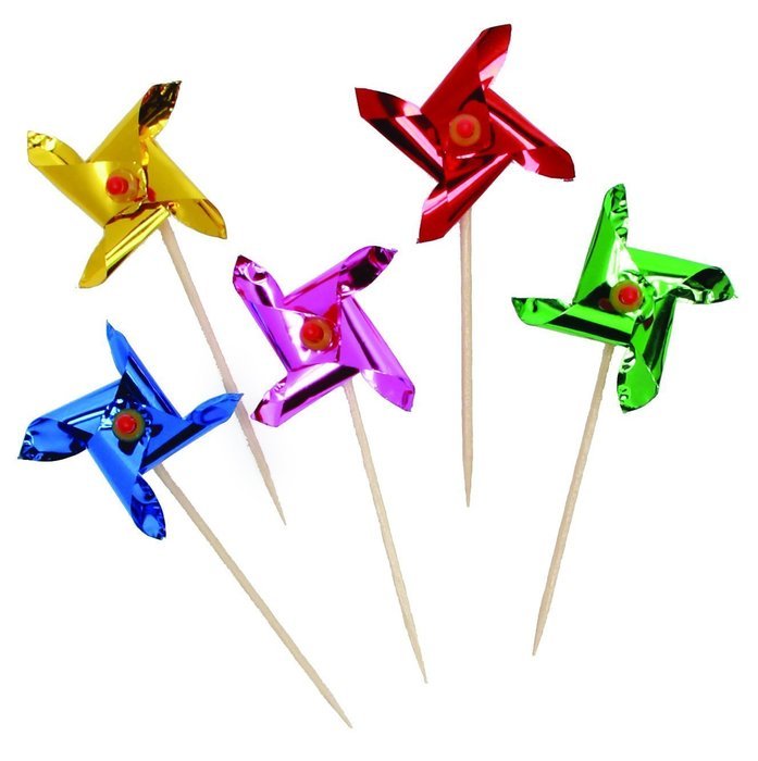 Party Partners Design Pinwheel Short Decorative Food Picks, Multicolored, 24 Count N5
