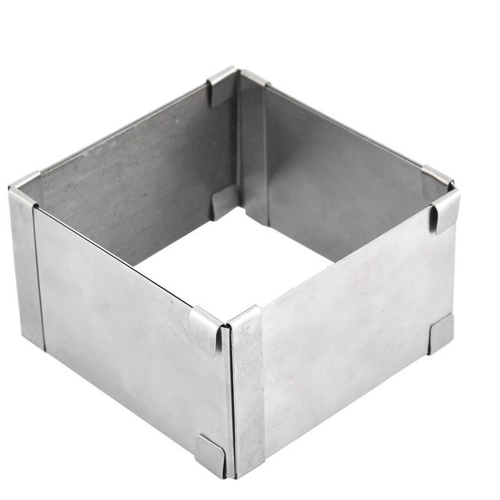 uxcell Metal Square Kitchen Adjustable Cake Bread DIY Tool Baking Mold Sliver Tone