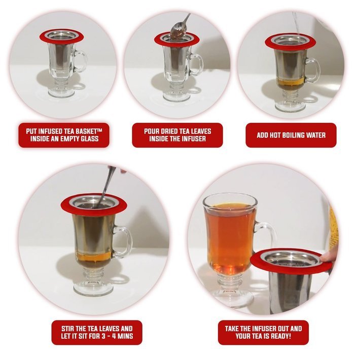 Infused Tea Basket | Food Grade Nontoxic Stainless Steel Loose-Leaf Tea Infuser Steeper Filter Strainer with Fine... N3