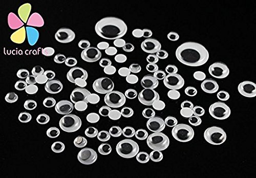 4bagsx125pcs/bag 10/12/15/20mm Without Self-adhesive Wiggle Eyes Bonus Pack N3