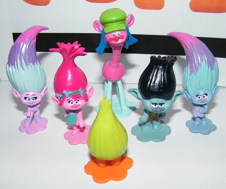 Dreamworks Trolls Movie Deluxe Mini Cake Toppers Cupcake Decorations ...