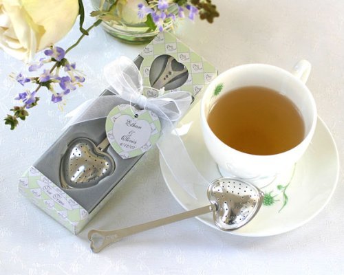 "Tea Time" Heart Tea Infuser in Tea-Time Gift Box - Baby Shower Gifts & Wedding Favors (Set of 12)