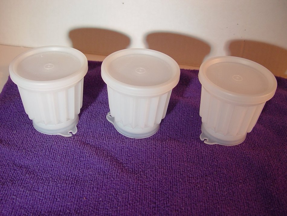 3 Tupperware Sheer Individual Jel-ette Mini Mold Parfait Pudding Jello Cups N2