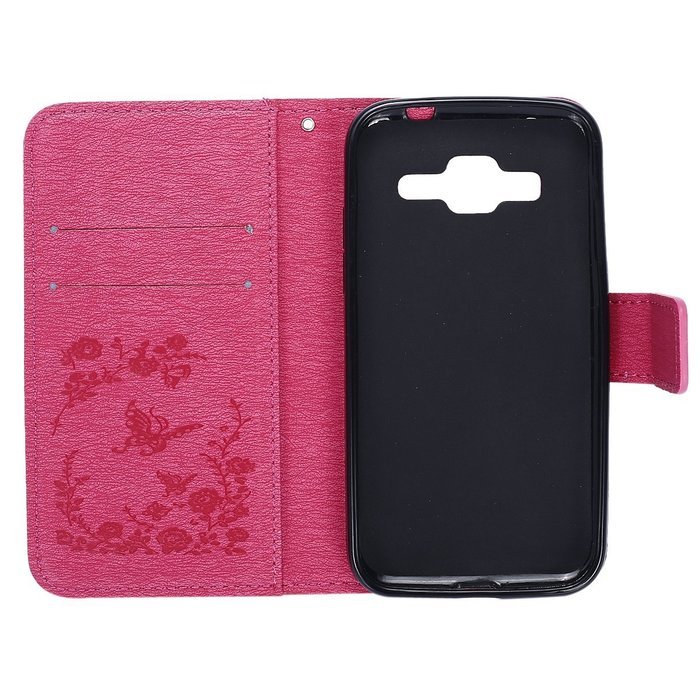 Galaxy Core Prime Wallet Case,PHEZEN Serect Garden Butterfly Flower Inlaid Shiny Glitter Diamond Pu Leather Flip... N60