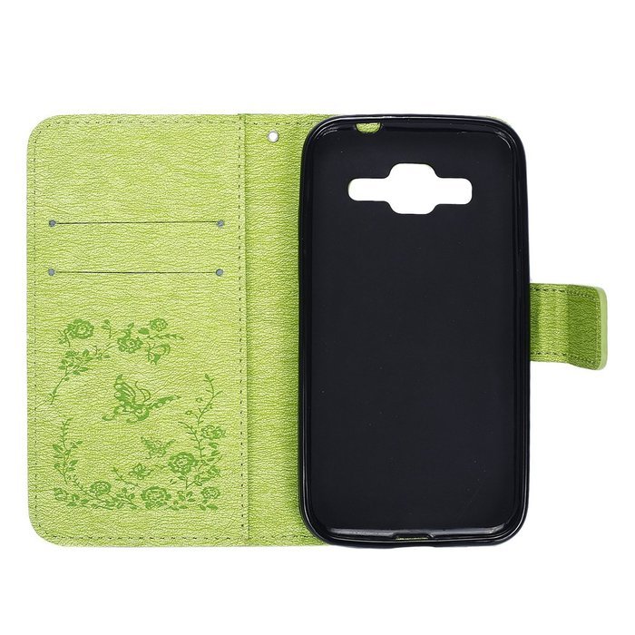 Galaxy Core Prime Wallet Case,PHEZEN Serect Garden Butterfly Flower Inlaid Shiny Glitter Diamond Pu Leather Flip... N66