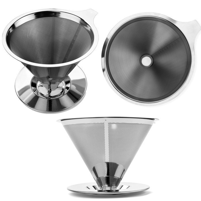 Coffee Dripper, Peyou Stainless Steel Pour Over Coffee Dripper, Reusable Double Layer Mesh Filter Design, Single... N2