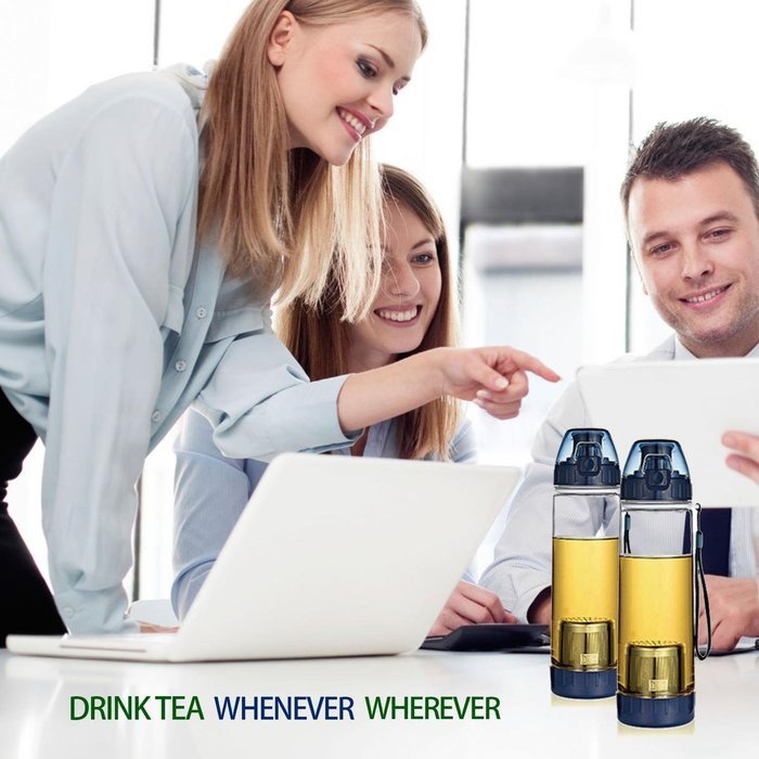 Day Tea Bottle | Heavy Duty 17 Oz Bottle with Loose Leaf Tea and Dark Blue Fruit Infuser Design | Premium Environmental... N4
