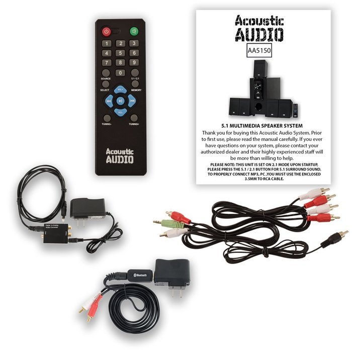 Acoustic Audio AA5150 Home 5.1 FM Speaker System with Bluetooth and Optical In AA5150BD N2