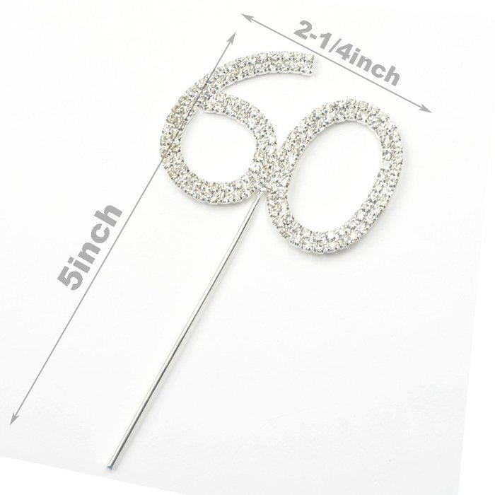 Cosmos &reg; Rhinestone Crystal Silver Number 50 Birthday 50th Anniversary Cake Topper N8