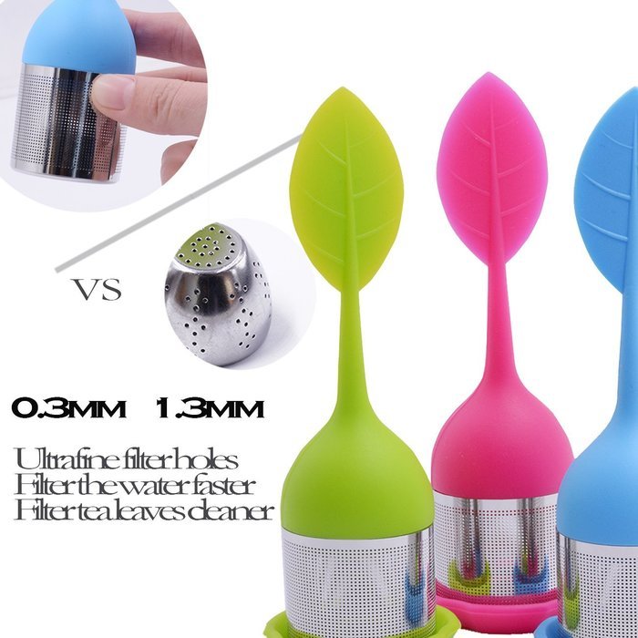 Tea Infuser, Olmesar 3-Pack Silicone Loose Leaf Strainer Handle With Stainless Steel Cylindrical Silicone Leaf... N5