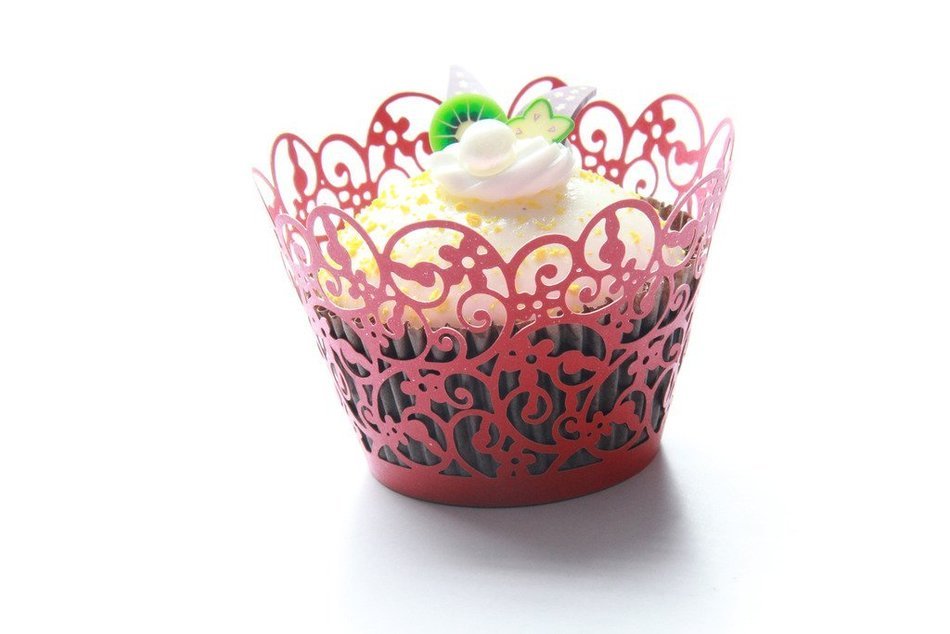 Kuke 24 pcs Twist Flower Lace Laser Cut Cupcake Wrappers Cupcake Liners Muffin Container for Baby Shower Baby... N2