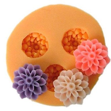 Sher Three Cell Small Flower Silicone Mold Fondant Molds Sugar Craft Tools Resin flowers Mould Molds For Cakes