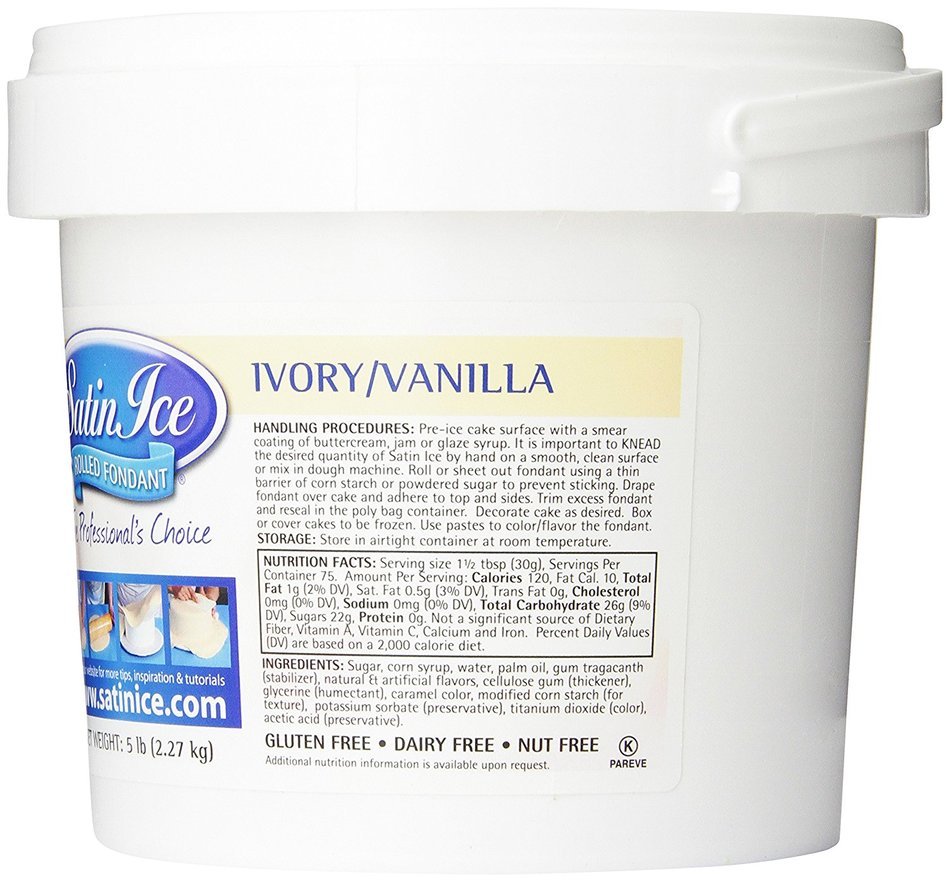 Satin Ice Black/Vanilla Rolled Fondant, 5 lb Tub N6