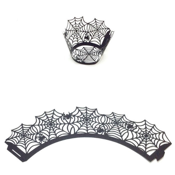 Gogoforward Halloween Cupcake Wrappers Hollow Cobwebs Cupcake Paper Baking Cup Laser Cut Design Cup Liners, Pack... N2