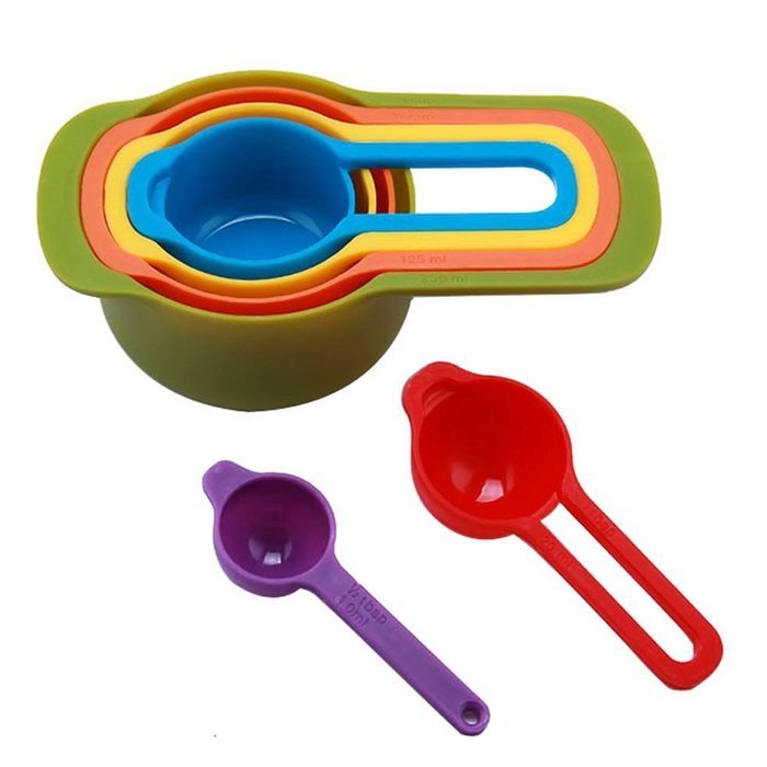 AOTO 10 Piece Multi-Color Compact Mixing Bowls, Food Prep and Measuring Nesting Set (10 piece, Multicolored) N8