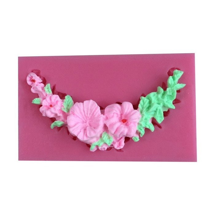 LYNCH Garland Flower Circle Border Gum Paste silicone Mold Sugarcraft Decoration,Pink