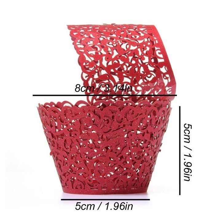 UNIQLED Filigree Artistic Bake Cake Paper Cups Little Vine Lace Laser Cut Liner Cupcake Wrappers Baking Cup Muffin... N12