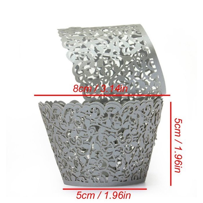 UNIQLED Filigree Artistic Bake Cake Paper Cups Little Vine Lace Laser Cut Liner Cupcake Wrappers Baking Cup Muffin... N14