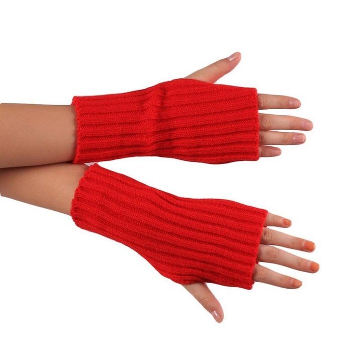Morecome Fashion Women Girl Knitted Fringe Warm Gloves (Red) N11