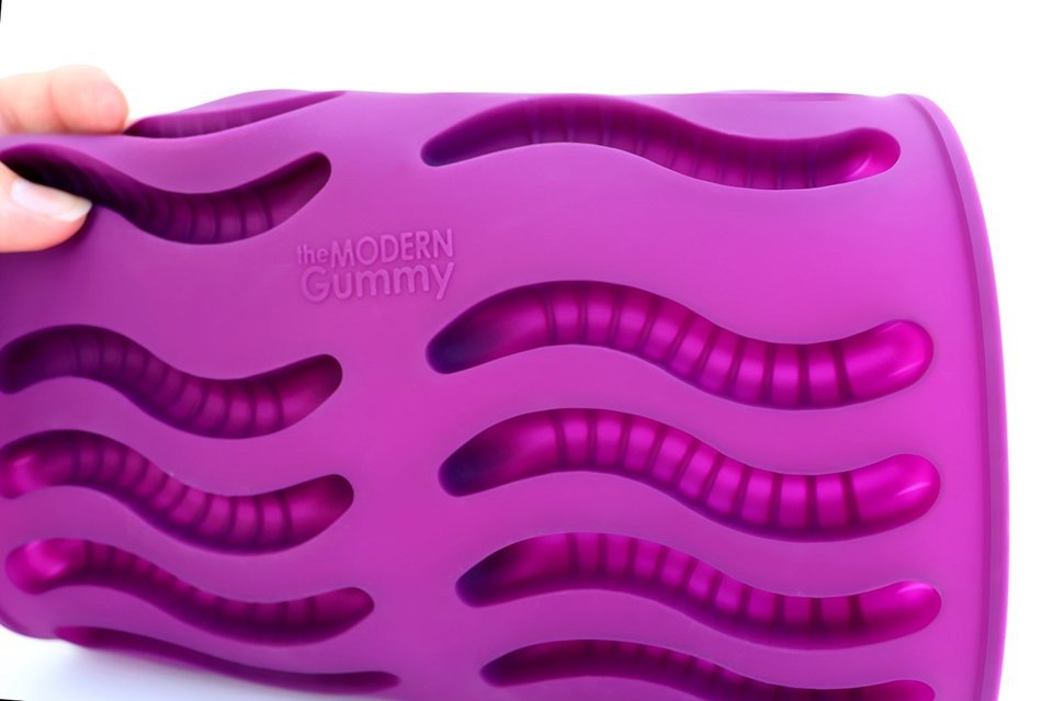 NEW PURE LFGB Grade Silicone Gummy Worm Mold by The Modern Gummy + Dropper + RECIPE PDF | No Plastic Fillers,... N5
