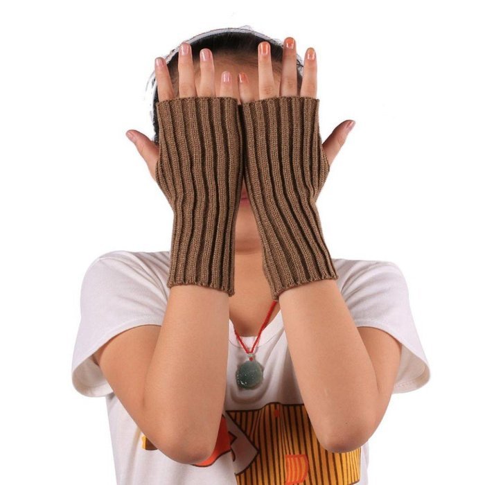 Morecome Fashion Women Girl Knitted Fringe Warm Gloves (Red) N12