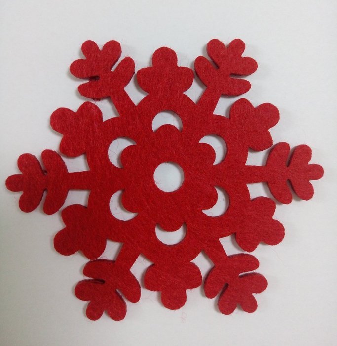 Tonwhar Snowflake Shape Red Felt Coasters Cup Mats for Christmas,set of 5 (Red) N2