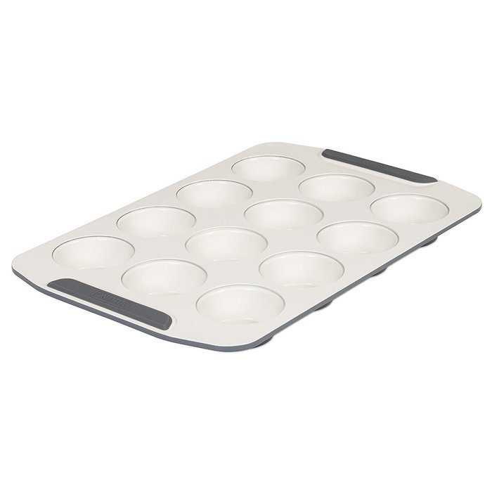 Viking Culinary Ceramic Non-Stick Bakeware Muffin Pan, 12 Cup, Cream/Gray N2
