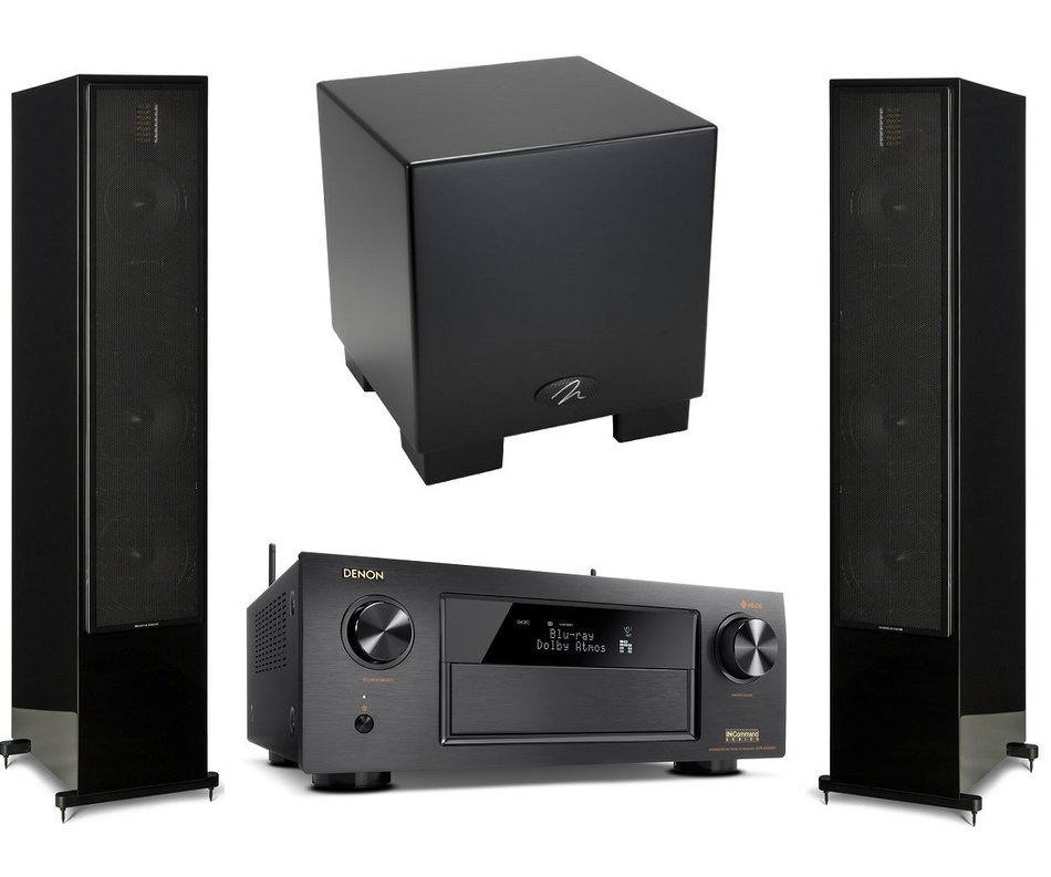 Martin Logan Motion 60XT Black Floorstanding Speakers with Dynamo 700W Subwoofer and Denon AVR-X4300H A/V Receiver