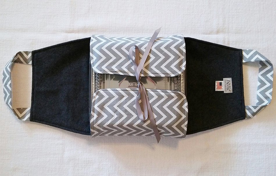 Casserole Tote in Gray Mini-Chevron 8x8 - Can be Personalized, ZigZag Stripe, Made in America N6