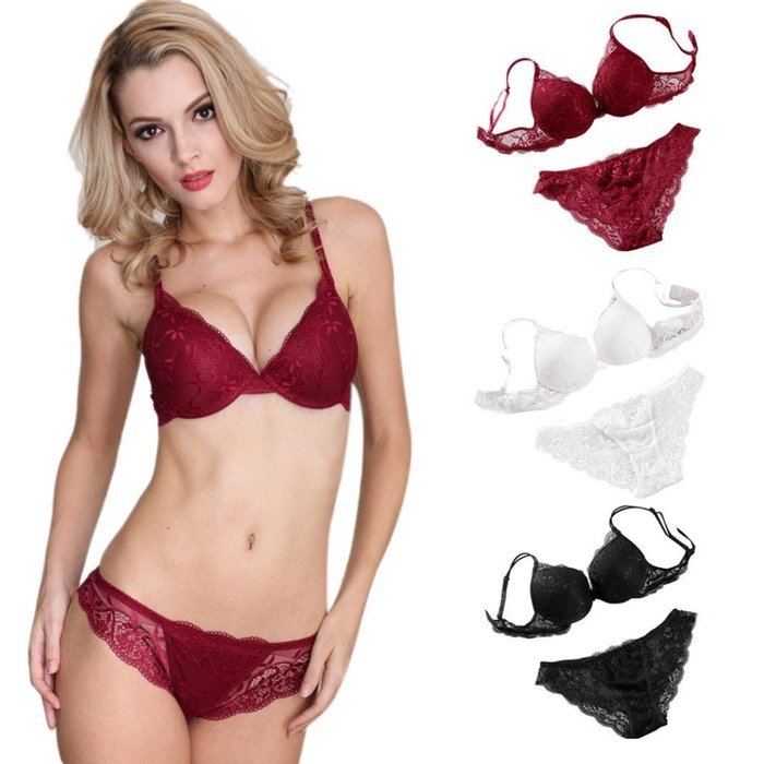 Underwear Suit Lace Bra , PHOTNO Women Push Up Lace Padded Bra Set Embroidery Underwear N13